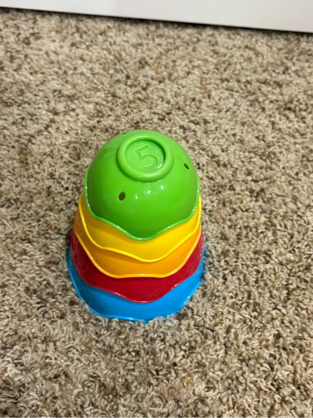 Stacking Cups Set for Kids - Green, Yellow, Orange, Red, Blue